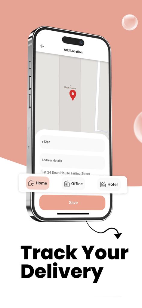 Love2Laundry: Pickup & Clean - Love2Laundry app interface showing a map and options to add a pickup or delivery location for home office or hotel