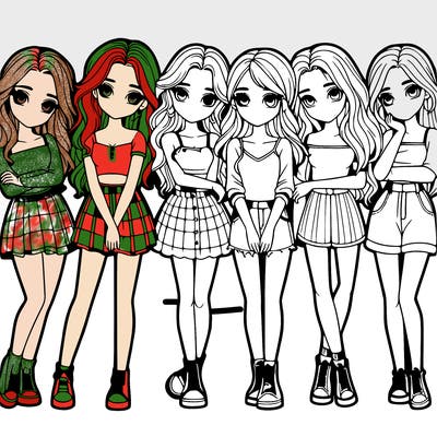a group of girls realistic