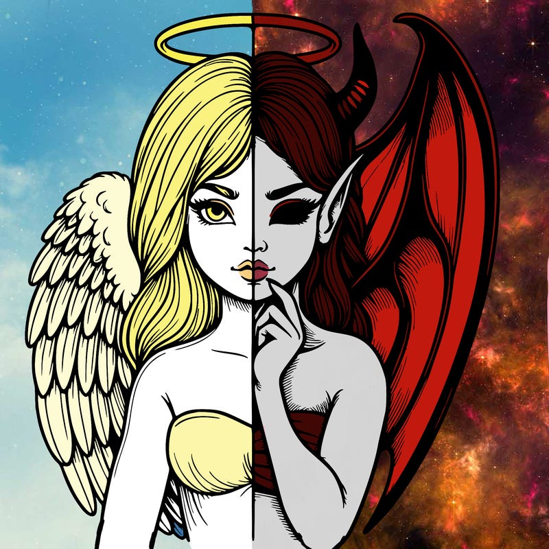 realistic angel half demon