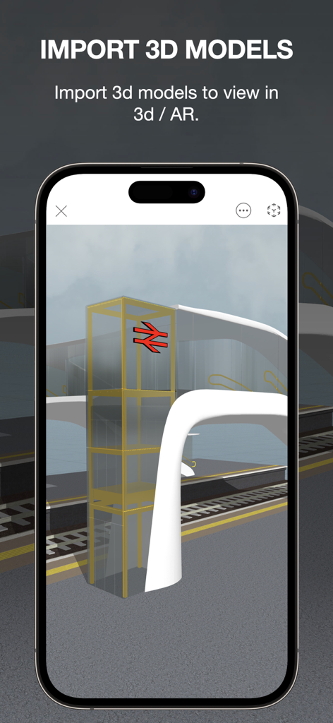 ARki: Building + Room Planner - Visualización de un modelo arquitectónico 3D importado en la aplicación ARki en un iPhone