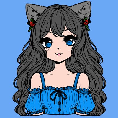 cute realistic girl with cat/fox ears