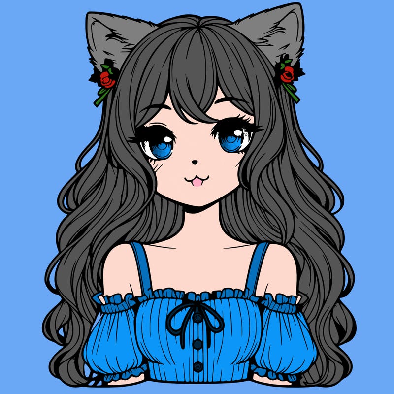 cute realistic girl with cat/fox ears