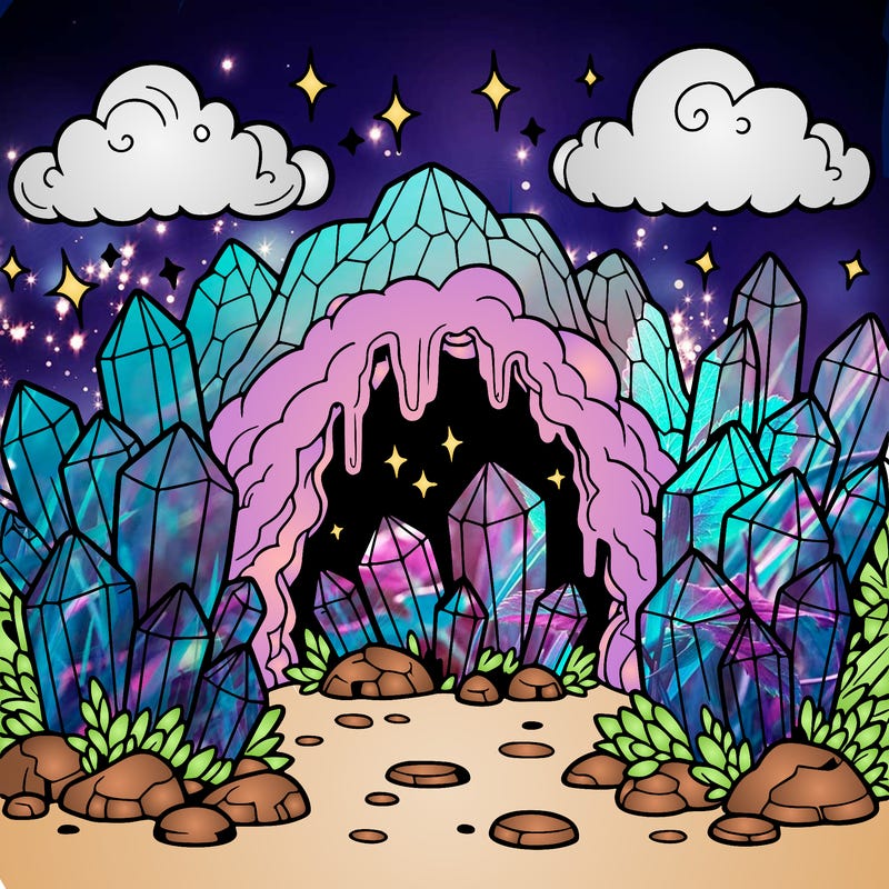 a cave with magic crystals