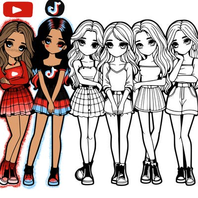 a group of girls realistic