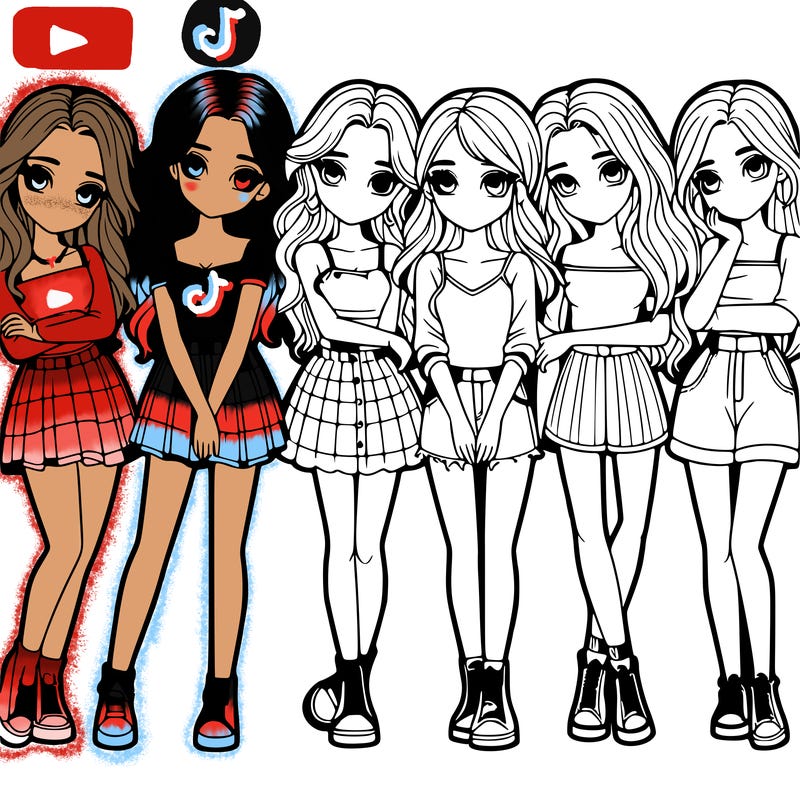 a group of girls realistic