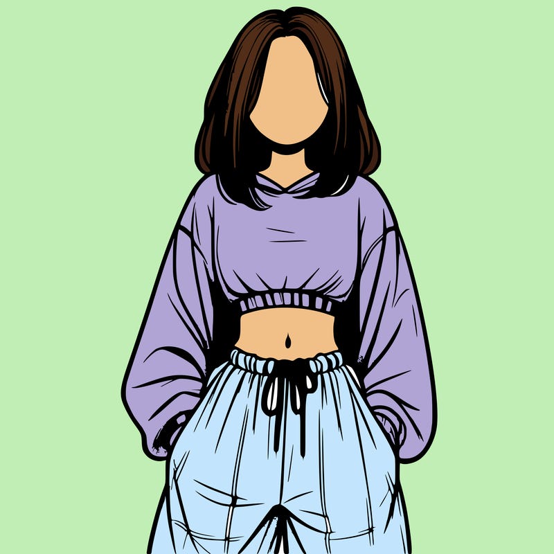 realistic girl faceless with baggy pants and a crop top
