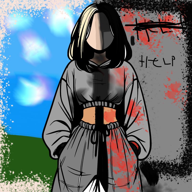 realistic girl faceless with baggy pants and a crop top