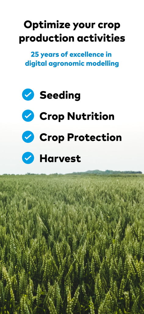 xarvio FIELD MANAGER App-Funktionen zur Optimierung der Pflanzenproduktion, einschließlich Saatguternährungsschutz und Ernte