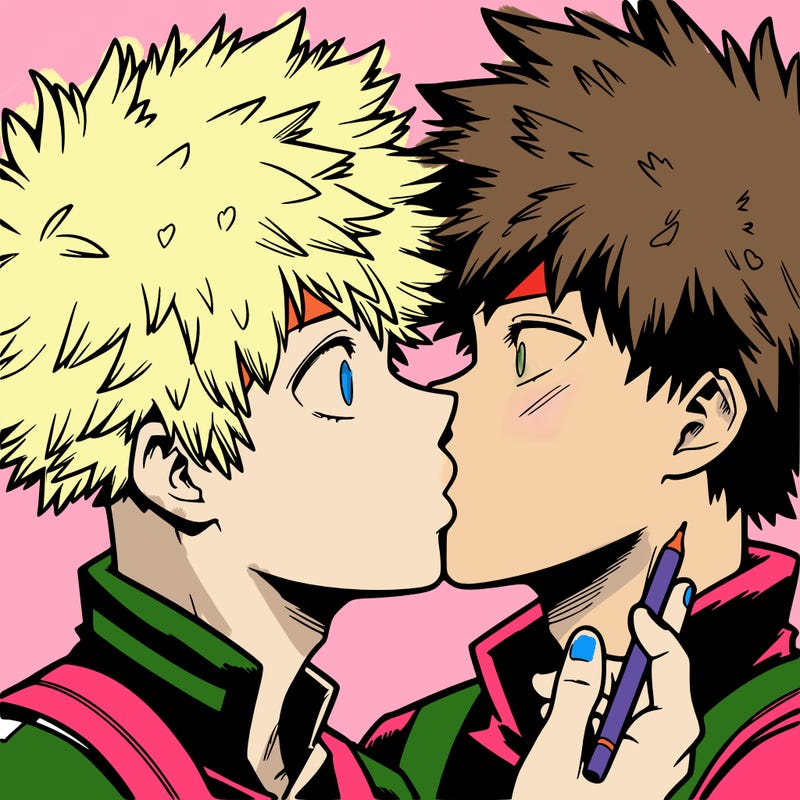 bakudeku kiss realistic