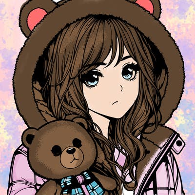 realistic girl with bear jacket