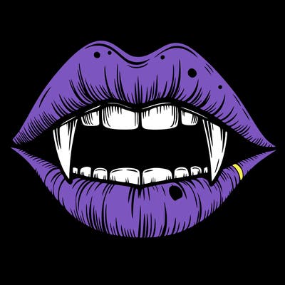 lips with vampire teeth
