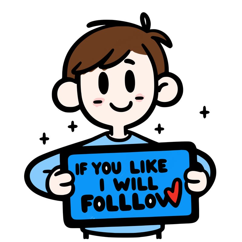 a person holding a sign that says if you like i will follow