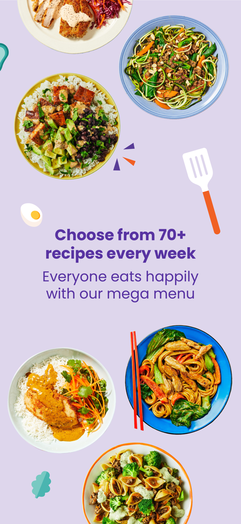 Dinnerly: Meal Kit - A selection of diverse meal kit recipes from the Dinnerly app weekly menu