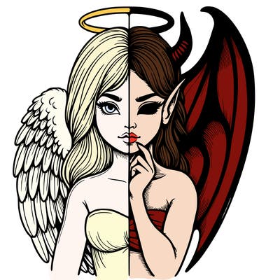 realistic angel half demon