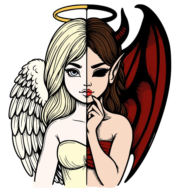 realistic angel half demon