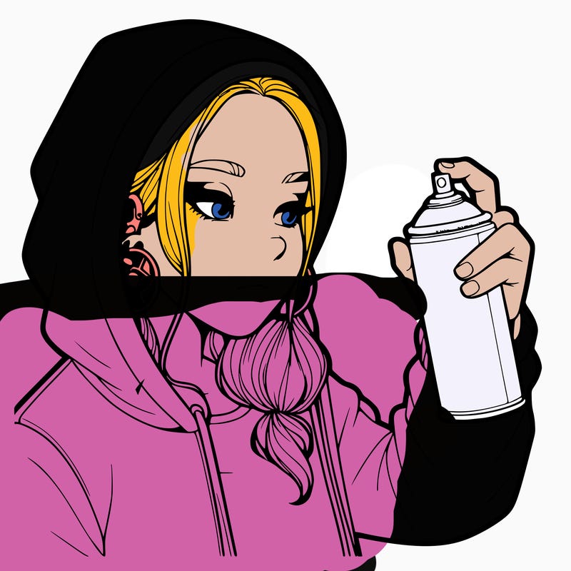 a realistic girl, spray painting