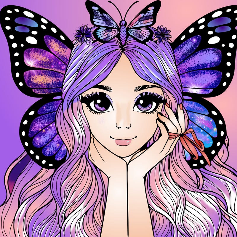 butterfly realistic girl