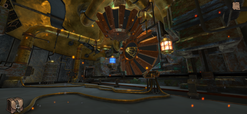 Legacy - Reawakening - Intricate mechanical gears and pipes in an atmospheric underground puzzle room