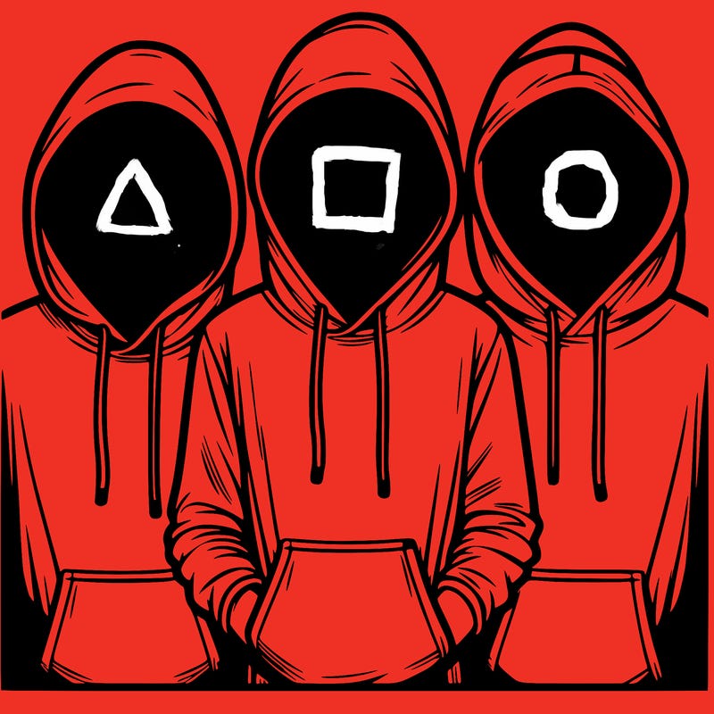 3 faceless people in  hoodies