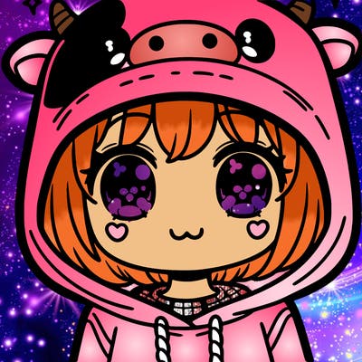 kawaii girl with cow hoodie