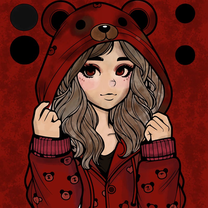 realistic girl in a animal pjs hoodie