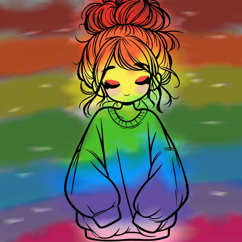 girl with baggy sweatshirt and messy bun