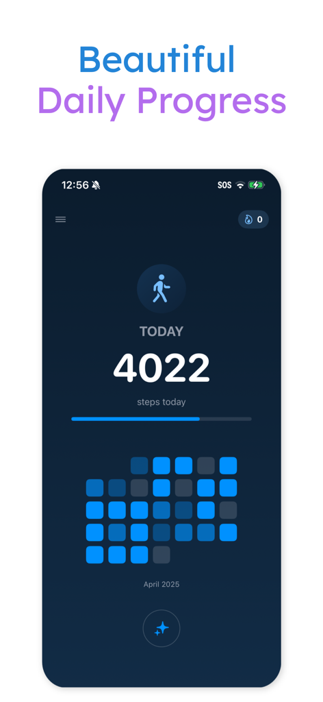 Step Counter Move App: Step AI - Step AI app dashboard showing daily step count and monthly activity grid