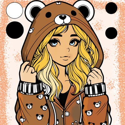 realistic girl in a animal pjs hoodie