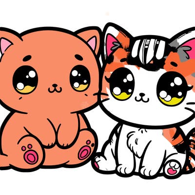 cute cat and kitten and easy