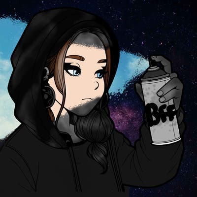 a realistic girl, spray painting