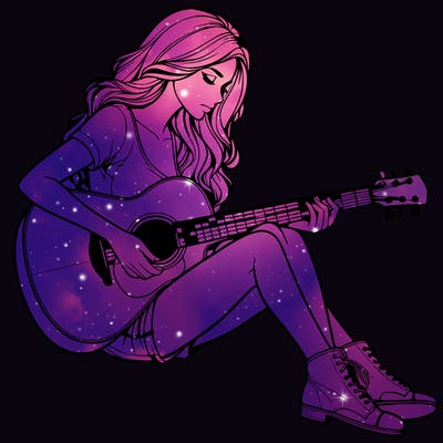 realistic woman play guitar