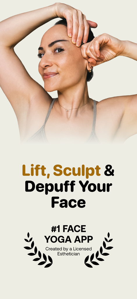 Le Glow Studio - Woman demonstrating face yoga techniques for lifting and sculpting