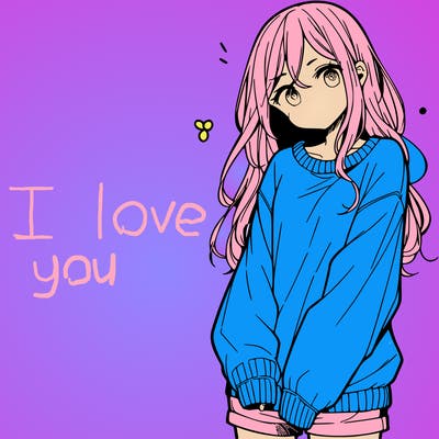 manga teen girl  in a sweater and baggy pants