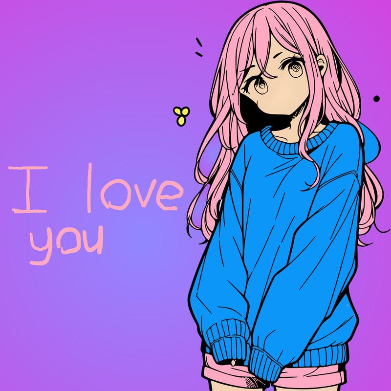 manga teen girl  in a sweater and baggy pants