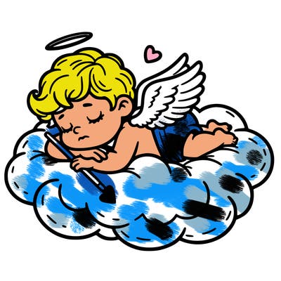 cupid asleep on a cloud