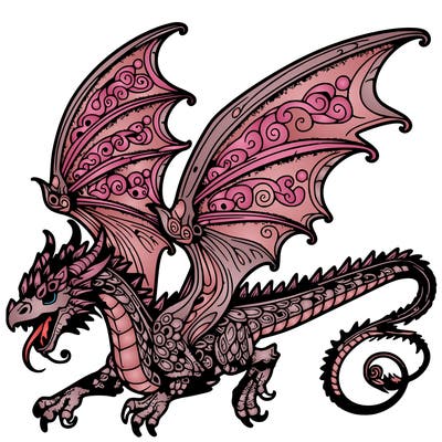detailed dragon with wings flying