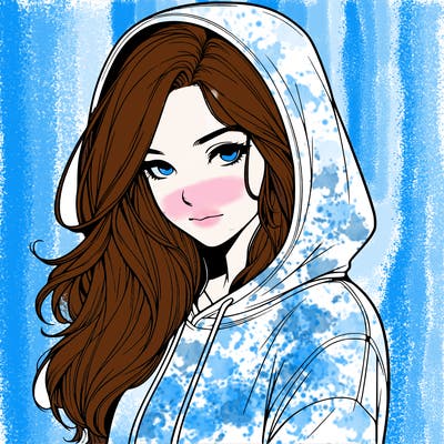 realistic adult girl with hoodie on