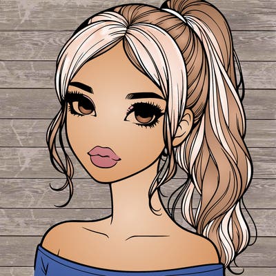 realistic girl with a ponytail and lips