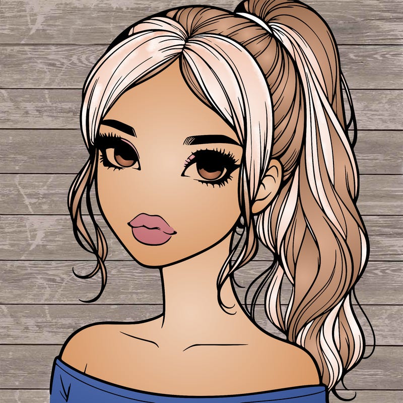 realistic girl with a ponytail and lips