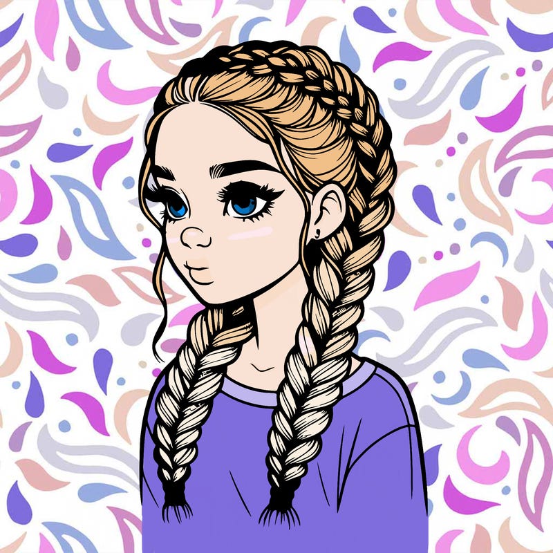 realistic girl with braids