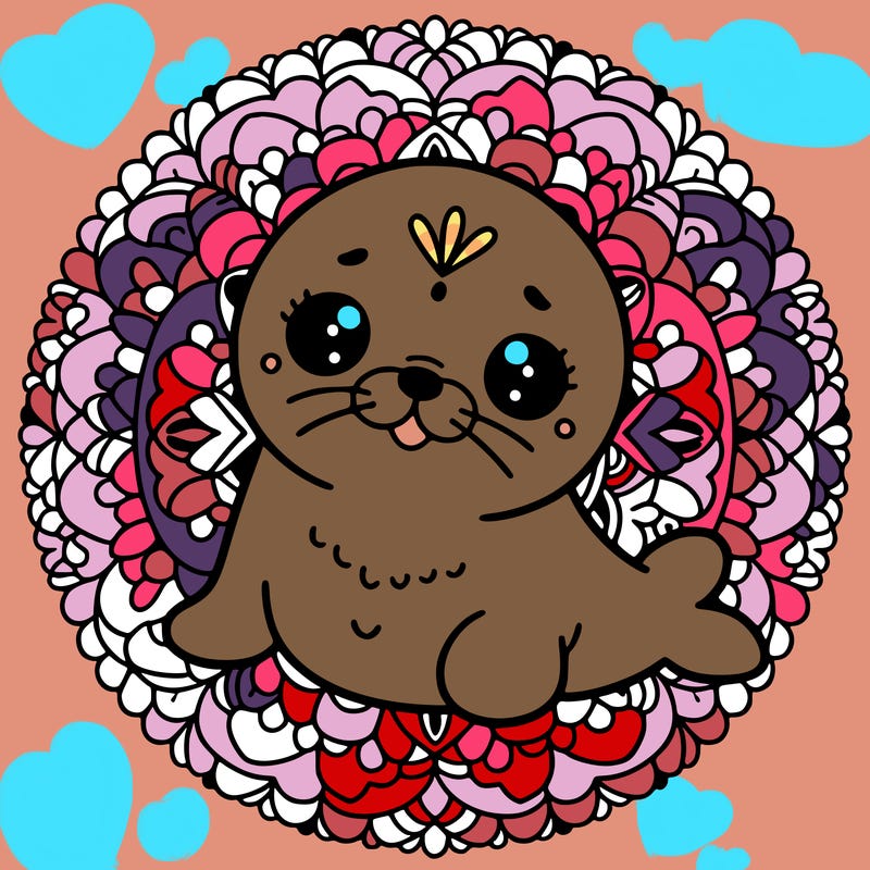 a cute baby seal mandala