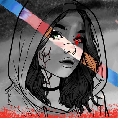 realistic girl with hood on