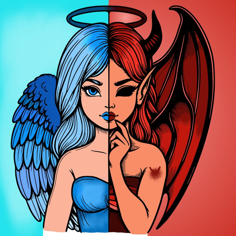 realistic angel half demon