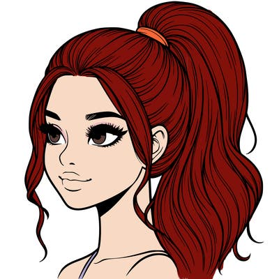realistic girl with a high ponytail