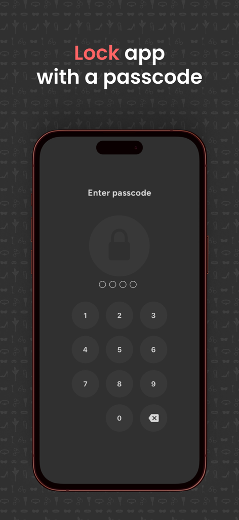 Obedience habit tracker app passcode entry screen for privacy and security