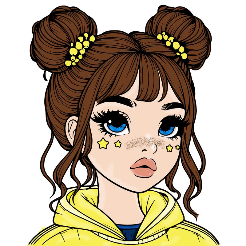 realistic girl with space buns