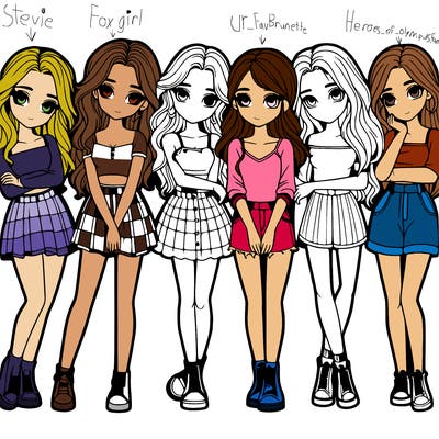 a group of girls realistic