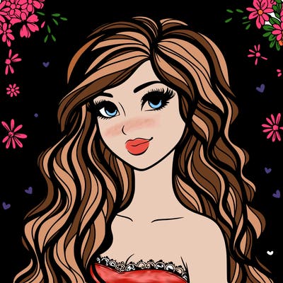 pretty woman with long wavy hair