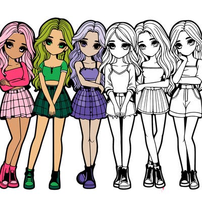 a group of girls realistic