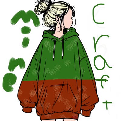 realistic girl with a oversized sweatshirt on and a bun